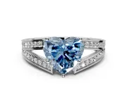 Split Shank Engagement Ring Setting for Fancy Blue Heart-Shaped Center with Pave Split Shank and Prong Head in White Gold