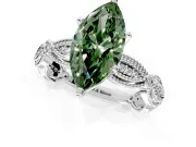 Solitaire Engagement Ring Setting for Fancy Green Marquise Center with Marquise Panel Band and Prong Head in Platinum