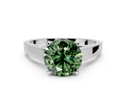Solitaire Engagement Ring Setting for Fancy Green Round Cut Center with Tapered Split Shoulders and Prong Head in Platinum