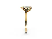 Single Halo Engagement Ring Setting for Fancy Green Heart-Shaped Center with Corner Claws, Plain Band and Prong Head in Yellow Gold