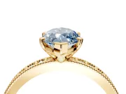 Milgrain Pave Engagement Ring Setting for Fancy Blue Marquise Center with Accent Band and Prong Head in Yellow Gold