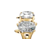 Elongated Cushion Cut Lab-Grown Diamond 4 Stone Wedding Band with Leaf Prongs in Yellow Gold