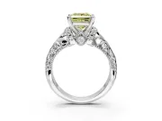 Solitaire Engagement Ring Setting for Fancy Yellow Princess Cut Center with Filigree Accent Basket and Prong Head in Platinum