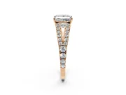Solitaire Engagement Ring Setting for Princess Cut Center with Pave Split Shank and Prong Head in Rose Gold