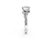 Solitaire Engagement Ring Setting for Radiant Cut Center with Marquise Accent Twist Band and Prong Head in Sterling Silver