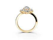 Floral Halo Engagement Ring Setting for Marquise Center with Pave Accents and Prong Head in Yellow Gold
