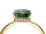 Hidden Halo Engagement Ring Setting for Fancy Green Princess Cut Center with Wide Flat Plain Band and Prong Head in Yellow Gold