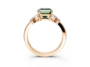 Solitaire Engagement Ring Setting for Fancy Green Asscher Cut Center with Marquise Flower Shoulders and Prong Head in Rose Gold