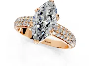 Solitaire Engagement Ring Setting for Marquise Center with Multi-Row Pave Accents and Basket Head in Rose Gold