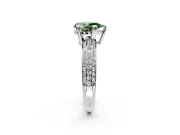 Solitaire Engagement Ring Setting for Fancy Green Pear-Shaped Center with Multi-Row Pave Accents and Basket Head in Platinum
