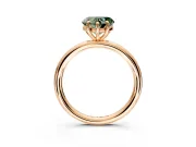 Low-Set Solitaire Engagement Ring Setting for Fancy Green Heart-Shaped Center with Thin Plain Band and Prong Head in Rose Gold