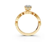 Solitaire Engagement Ring Setting for Emerald Cut Center with Milgrain Bezel Accents and Prong Head in Yellow Gold