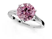 Solitaire Engagement Ring Setting for Fancy Pink Round Cut Center with Plain Split Shank and Prong Head in Sterling Silver