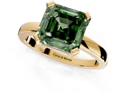 Solitaire Engagement Ring Setting for Fancy Green Asscher Cut Center with Plain Band and Flat Tab Prong Head in Yellow Gold