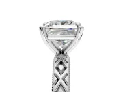 Solitaire Engagement Ring Setting for Princess Cut Center with Milgrain X Pattern Band and Prong Head in Platinum