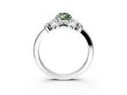 Solitaire Engagement Ring Setting for Fancy Green Pear-Shaped Center with Marquise Flower Shoulders and Prong Head in Platinum