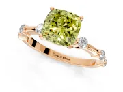 Solitaire Engagement Ring Setting for Fancy Yellow Cushion Cut Center with Bezel Station Band and Prong Head in Rose Gold