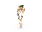 Solitaire Engagement Ring Setting for Fancy Green Oval Center with Pave Bypass Twist Band and Prong Head in Rose Gold