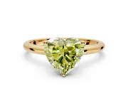 Hidden Halo Engagement Ring Setting for Fancy Yellow Heart-Shaped Center with Thin Round-Wire Band and Prong Head in Yellow Gold