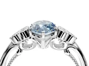 Cluster Engagement Ring Setting for Fancy Blue Marquise Center with Bezel Accent Clusters and Prong Head in Platinum