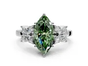 Floral Engagement Ring Setting for Fancy Green Marquise Center with Marquise Cluster Shoulders and Prong Head in Platinum