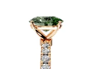 Open Basket Engagement Ring Setting for Fancy Green Oval Center with Pave Band and Prong Head in Rose Gold