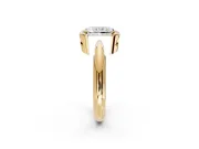 Halo Engagement Ring Setting for Radiant Cut Center with Tapered Plain Band and Prong Head in Yellow Gold