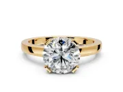 Solitaire Engagement Ring Setting for Round Cut Center with Plain Band and Flat Tab Prong Head in Yellow Gold