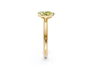 Low-Set Solitaire Engagement Ring Setting for Fancy Yellow Pear-Shaped Center with Thin Plain Band and Prong Head in Yellow Gold