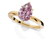 Solitaire Engagement Ring Setting for Fancy Pink Pear-Shaped Center with Plain Band and Tulip Prong Head in Yellow Gold