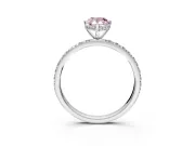 Hidden Halo Engagement Ring Setting for Fancy Pink Pear-Shaped Center with Pave Band and Prong Head in Sterling Silver