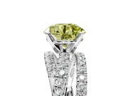 Solitaire Engagement Ring Setting for Fancy Yellow Round Cut Center with Woven 3-Strand Pave Band and Prong Head in Platinum