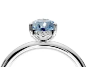 Hidden Halo Engagement Ring Setting for Fancy Blue Pear-Shaped Center with Thin Rounded Band and Prong Head in White Gold