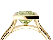 Solitaire Engagement Ring Setting for Fancy Yellow Princess Cut Center with V Split Shank and Bezel Head in Yellow Gold