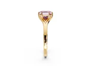 Solitaire Engagement Ring Setting for Fancy Pink Asscher Cut Center with Plain Split Shank and Prong Head in Yellow Gold