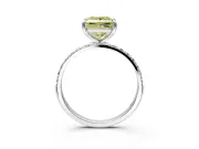 Solitaire Engagement Ring Setting for Fancy Yellow Princess Cut Center with Pave Accents and Prong Head in Platinum