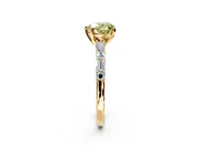 Baguette Engagement Ring Setting for Fancy Yellow Heart-Shaped Center with Alternating Bar-Set Band and Prong Head in Yellow Gold