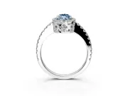 Accent Halo Engagement Ring Setting for Fancy Blue Marquise Center with Full-Length Pave Band and Prong Head in White Gold