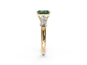 5 Stone Engagement Ring Setting for Fancy Green Radiant Cut Center with Graduated Accents and Prong Head in Yellow Gold