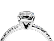 Solitaire Engagement Ring Setting for Emerald Cut Center with Large Accents and Prong Head in Platinum