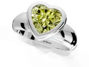 Solitaire Engagement Ring Setting for Fancy Yellow Heart-Shaped Center with Wide Band and Bezel Head in Sterling Silver