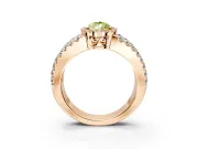 Halo Engagement Ring Setting for Fancy Yellow Pear-Shaped Center with Wide-Open Pave Split Shank and Prong Head in Rose Gold
