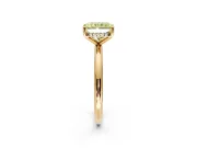 Hidden Halo Engagement Ring Setting for Fancy Yellow Radiant Cut Center with Thin Round-Wire Band and Prong Head in Yellow Gold