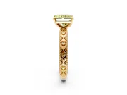 Solitaire Engagement Ring Setting for Fancy Yellow Radiant Cut Center with XO Engraved Band and Prong Head in Yellow Gold