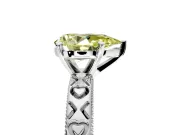 Solitaire Engagement Ring Setting for Fancy Yellow Pear-Shaped Center with XO Engraved Band and Prong Head in Platinum