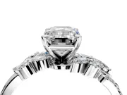 Solitaire Engagement Ring Setting for Emerald Cut Center with Marquise Accent Twist Band and Prong Head in White Gold