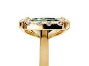 Single Halo Engagement Ring Setting for Fancy Green Radiant Cut Center with Corner Claws, Plain Band and Prong Head in Yellow Gold