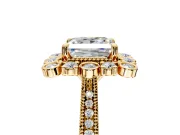 Milgrain Halo Engagement Ring Setting for Princess Cut Center with Bezel Point Accents and Prong Head in Yellow Gold