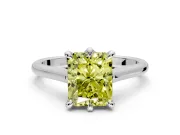 Solitaire Engagement Ring Setting for Fancy Yellow Radiant Cut Center with Cathedral Band and Prong Head in Platinum