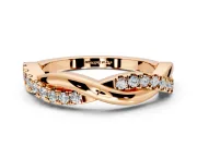 Round Cut Lab-Grown Diamond Twisted Infinity Wedding Band with Spaced Prong Setting in Rose Gold